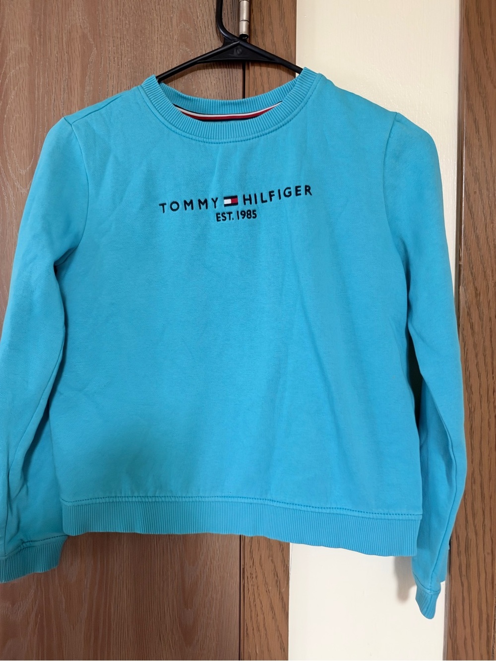 Tommy Hilfiger Kids Bright Turquoise Crew Sweatshirt with Logo
